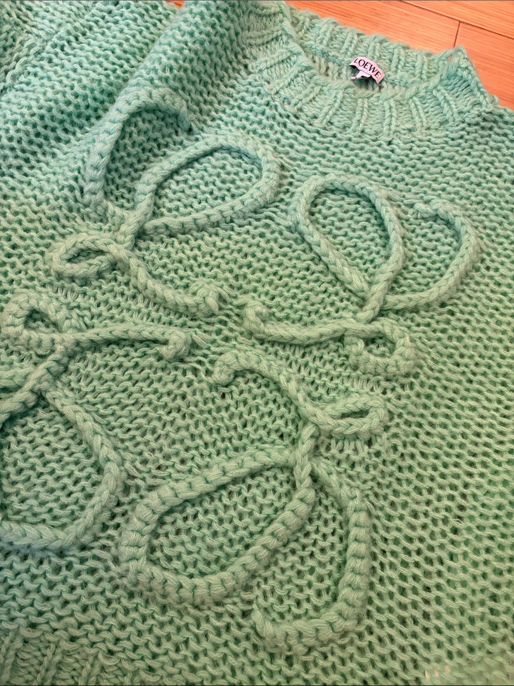 Loewe Seafoam Cable-Loop Crewneck Sweater